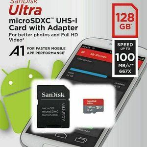 SanDisk Ultra 128GB UP TO100 MB/S Class 10 Microsd